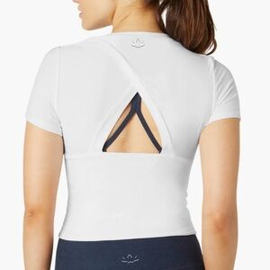 Beyond Yoga White Fitted Crop T-Shirt